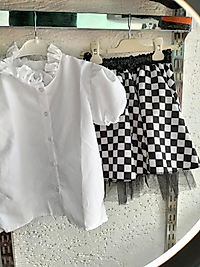 Damalı Etek Gomlek Takım