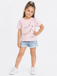 Pembe Silver Yıldız Nakışlı Tshirt