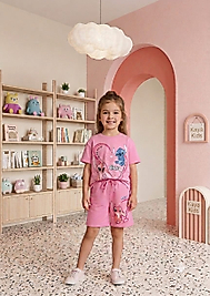 Pembe Stich Baskılı Takım