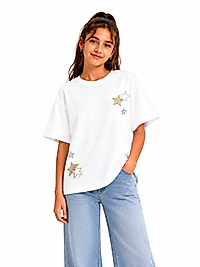 Beyaz Yıldızlı Tshirt Tişört
