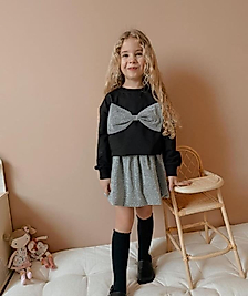 Kız Çocuk Fiyonklu Etekli Takım