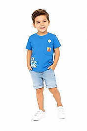 Mavi Arkası Baskılı Tshirt