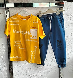 Mickey Baskılı Takım - Kot Pantolonlu-
