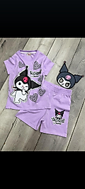 Kuromi baskılı şortlu takım