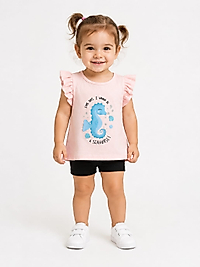 Pembe Denizyıldızı Baskılı Tshirt