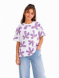 Mor Fiyonk Baskılı Tshirt Tişört