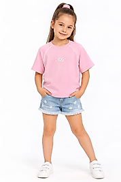 Pembe Baskılı Trend Tshirt Crop
