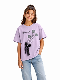 Mor Çiçekli Tshirt Tişört