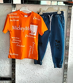 Mickey Baskılı Takım - Kot Pantolonlu-