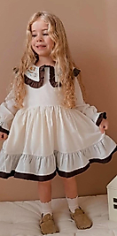 Çiçek Nakışlı Yakalı Elbise