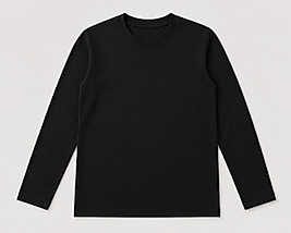 Çocuk Düz Siyah Unisex Uzun Kollu Basic Tshirt