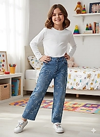 Yıldızlı taşlı kot pantolon