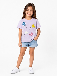 Mor Kelebekli Tshirt