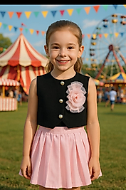 Pileli etekli yelekli takım