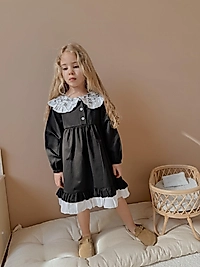 Bebe Yaka Kız Çocuk Siyah Elbise