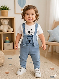 Kulaklı Denim Tulum ve Tshirt