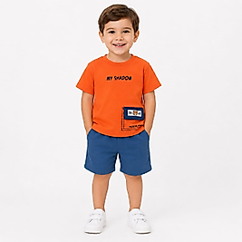 Turuncu Tshirt Lacivert Şortlu Takım